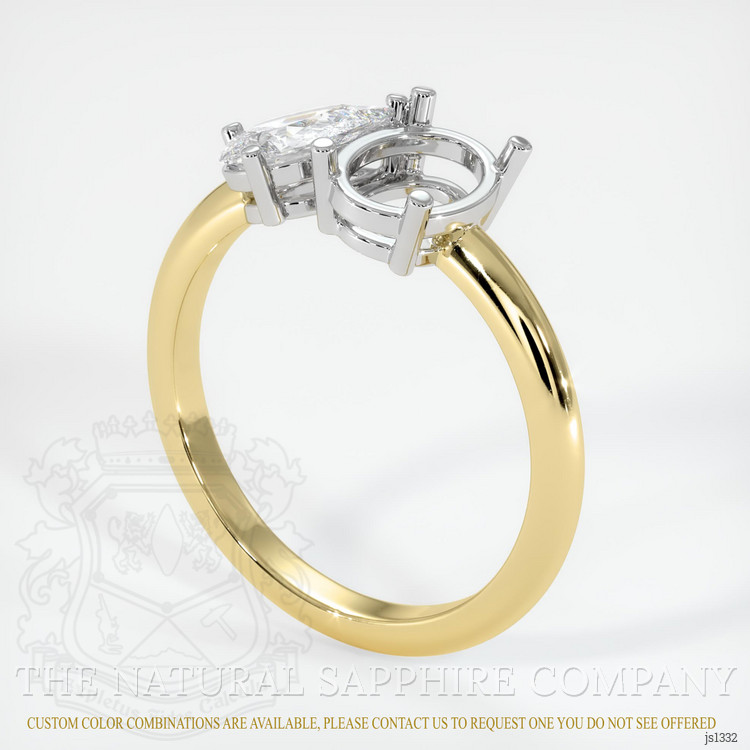 18K White & Yellow Accent Stones Ring Setting