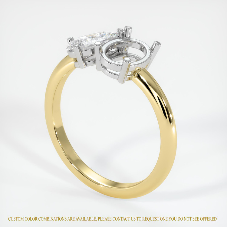 18K White & Yellow Accent Stones Ring Setting