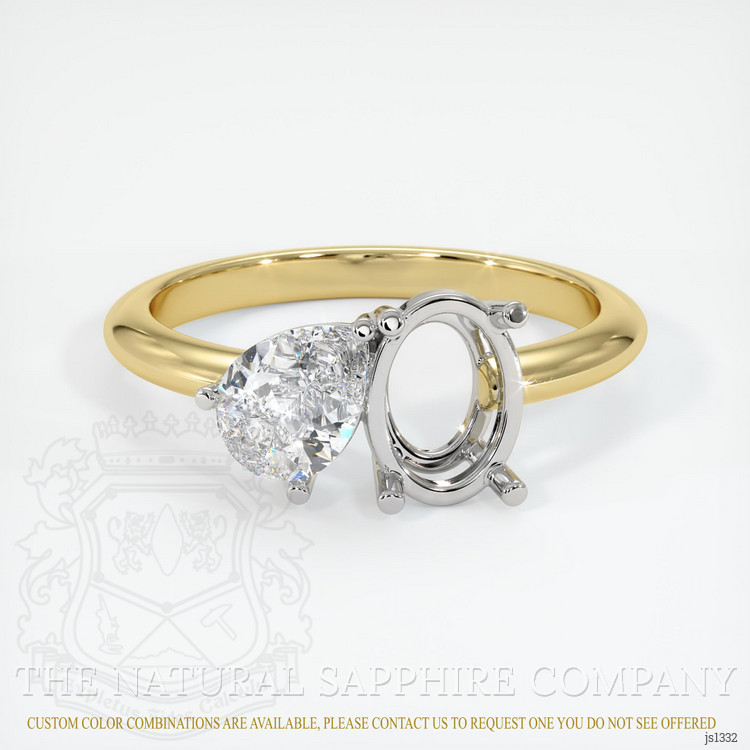 18K White & Yellow Accent Stones Ring Setting