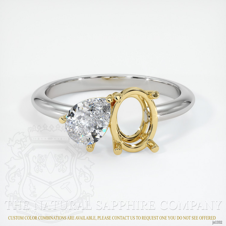 18K Yellow & White Accent Stones Ring Setting