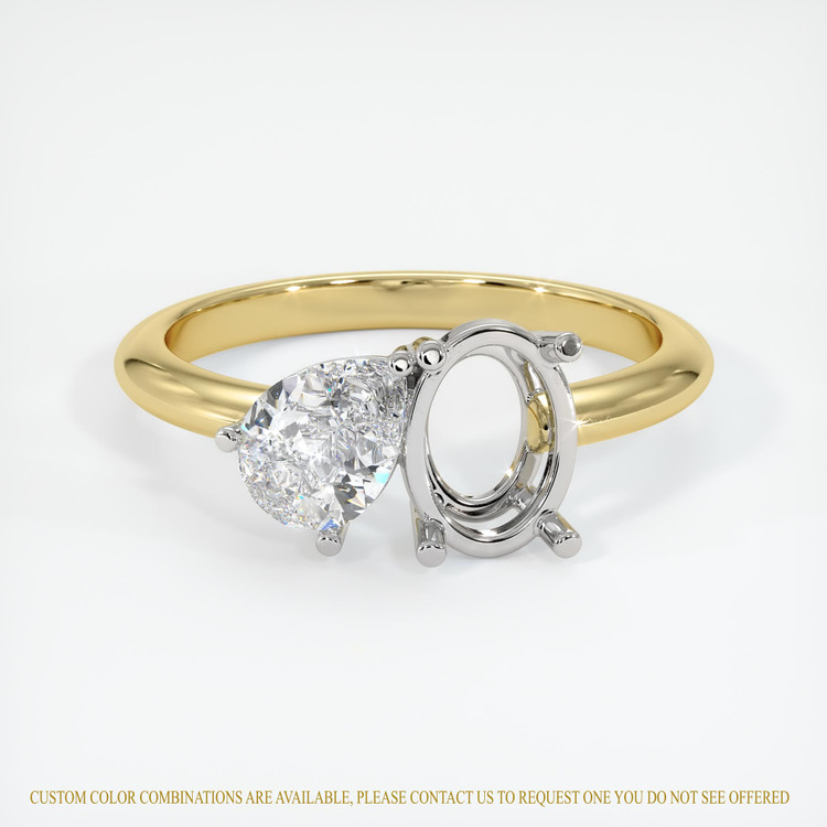 18K Yellow & White Accent Stones Ring Setting