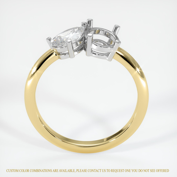 18K Yellow & White Accent Stones Ring Setting