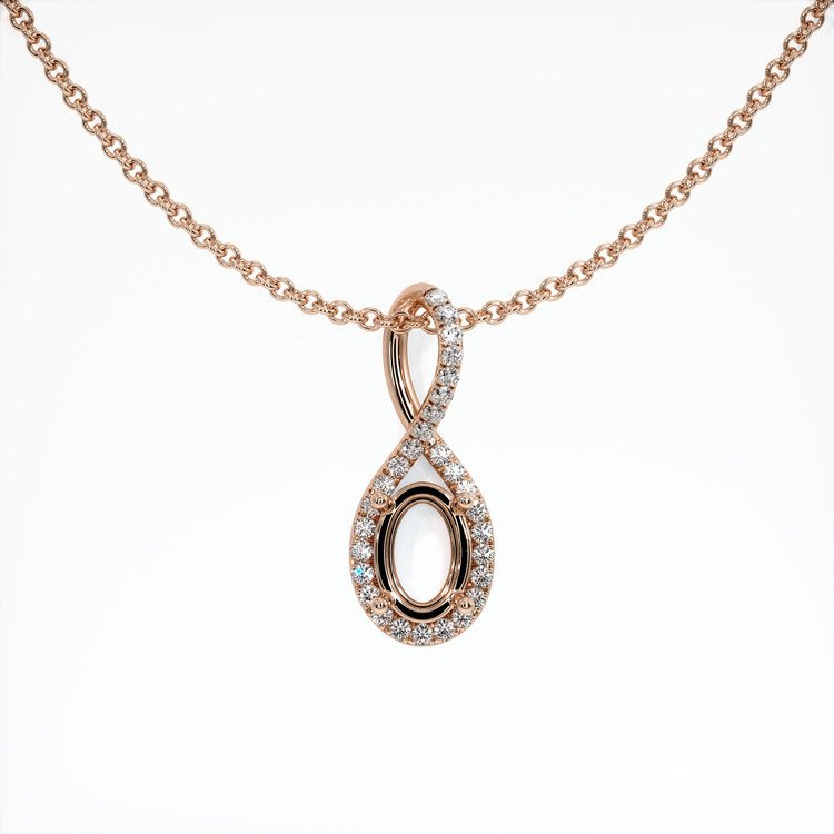 14K Rose Gold Pave Pendant Setting