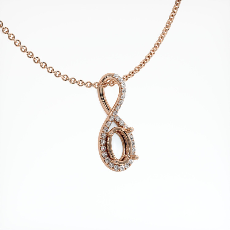 14K Rose Gold Pave Pendant Setting