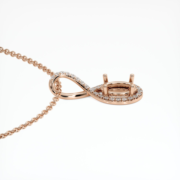 14K Rose Gold Pave Pendant Setting