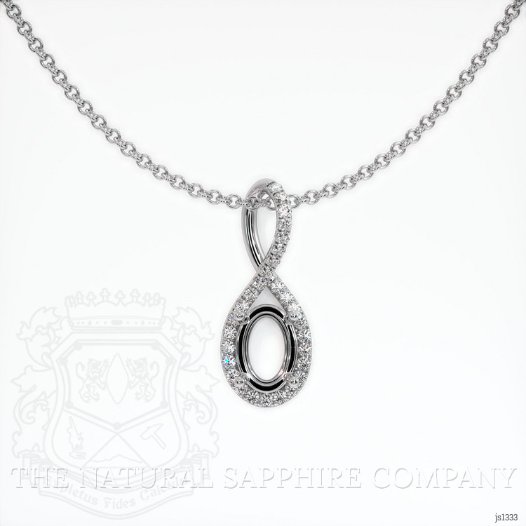 14K White Gold Pave Pendant Setting