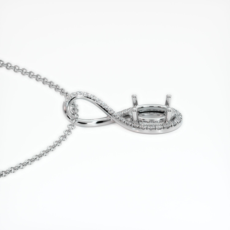 14K White Gold Pave Pendant Setting