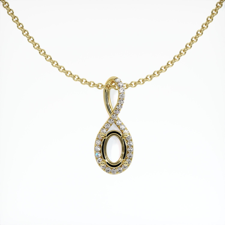 14K Yellow Gold Pave Pendant Setting