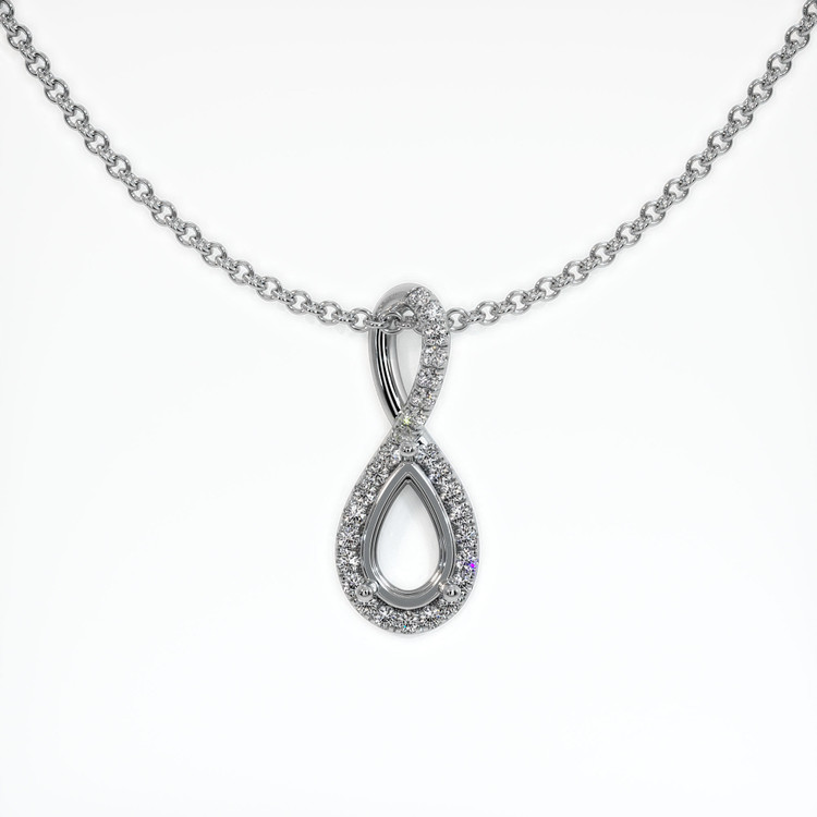 14K White Gold Pave Pendant Setting