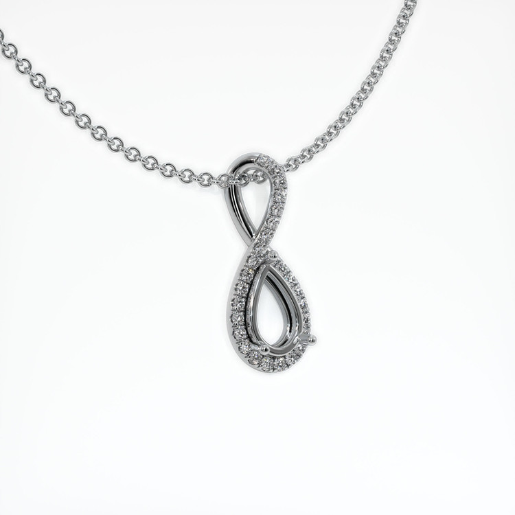 14K White Gold Pave Pendant Setting