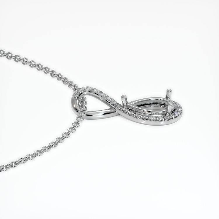 14K White Gold Pave Pendant Setting