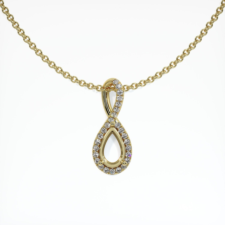 14K Yellow Gold Pave Pendant Setting