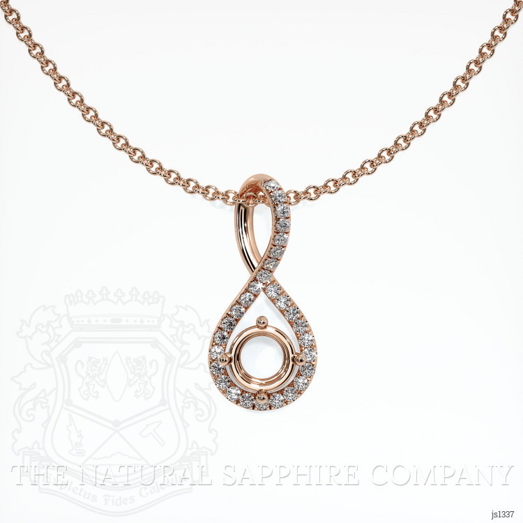 14K Rose Gold Pave Pendant Setting