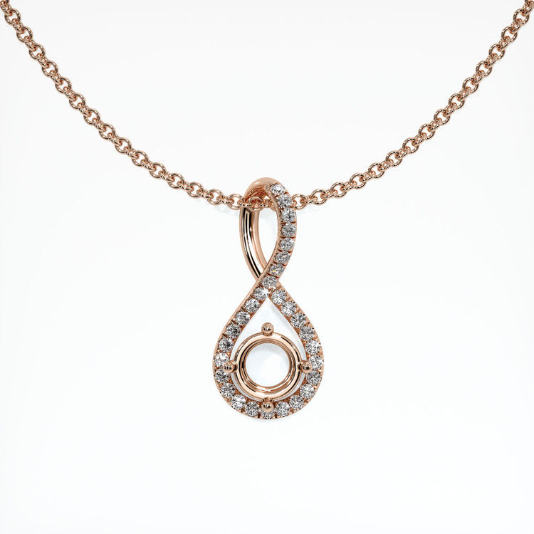 14K Rose Gold Pave Pendant Setting