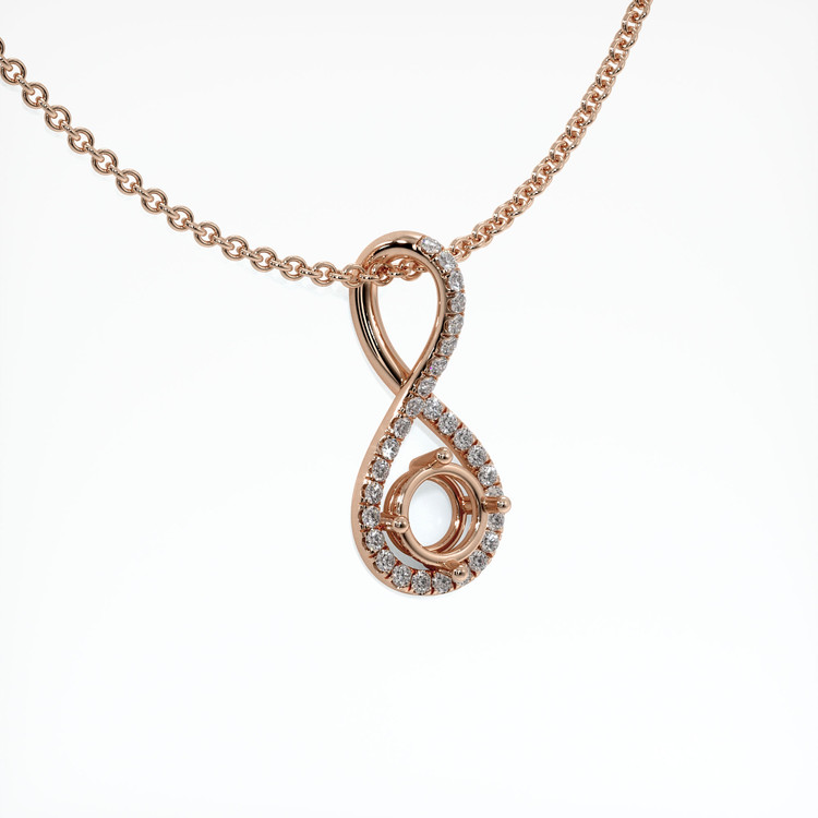 14K Rose Gold Pave Pendant Setting
