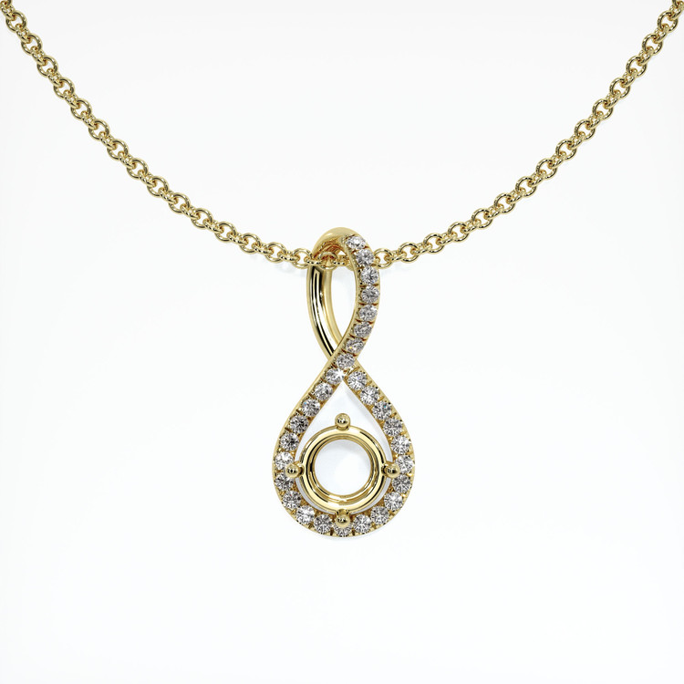 14K Yellow Gold Pave Pendant Setting