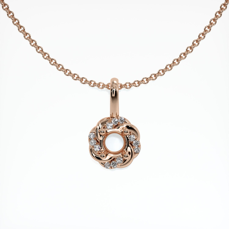14K Rose Gold Pave Pendant Setting