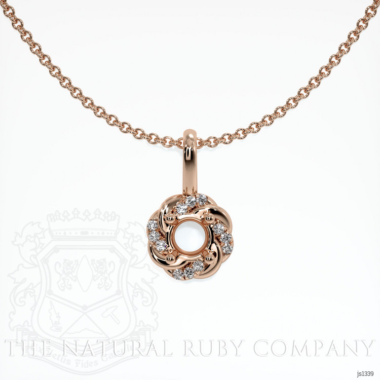 14K Rose Gold Pave Pendant Setting