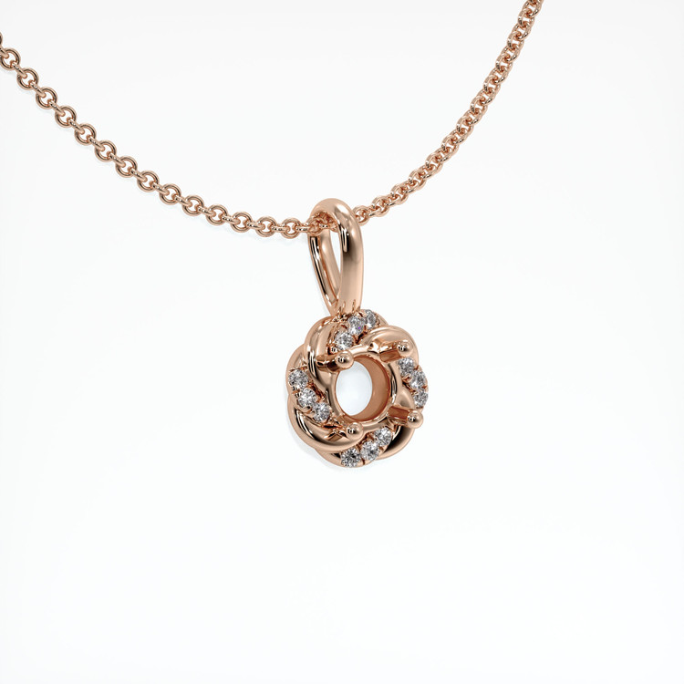 14K Rose Gold Pave Pendant Setting