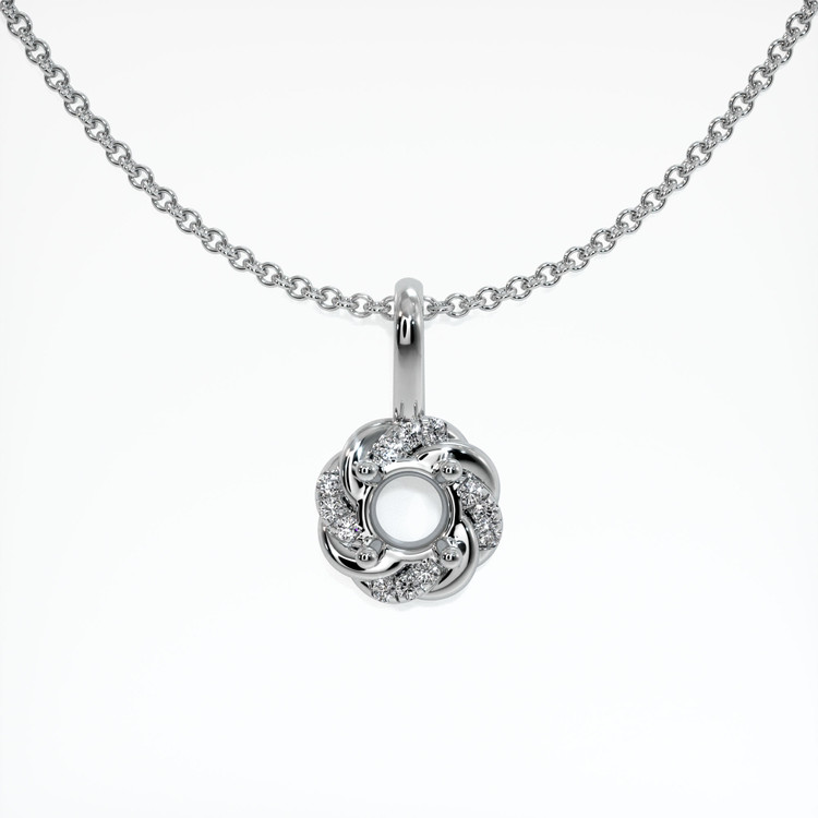 18K White Gold Pave Pendant Setting