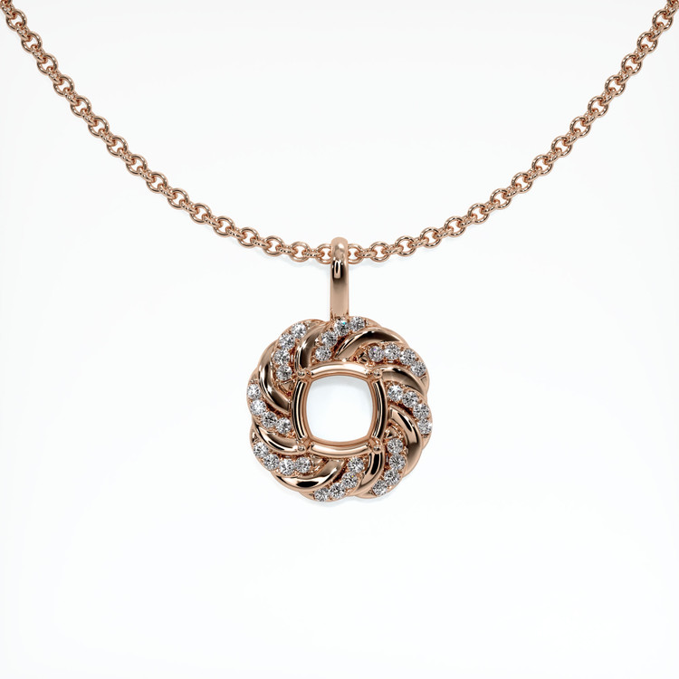 14K Rose Gold Pave Pendant Setting