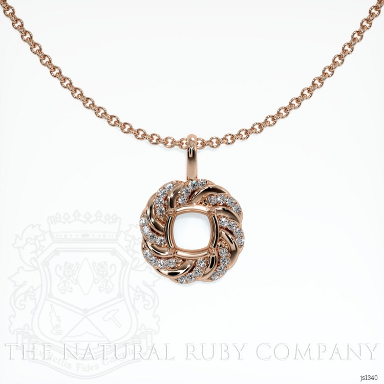 14K Rose Gold Pave Pendant Setting