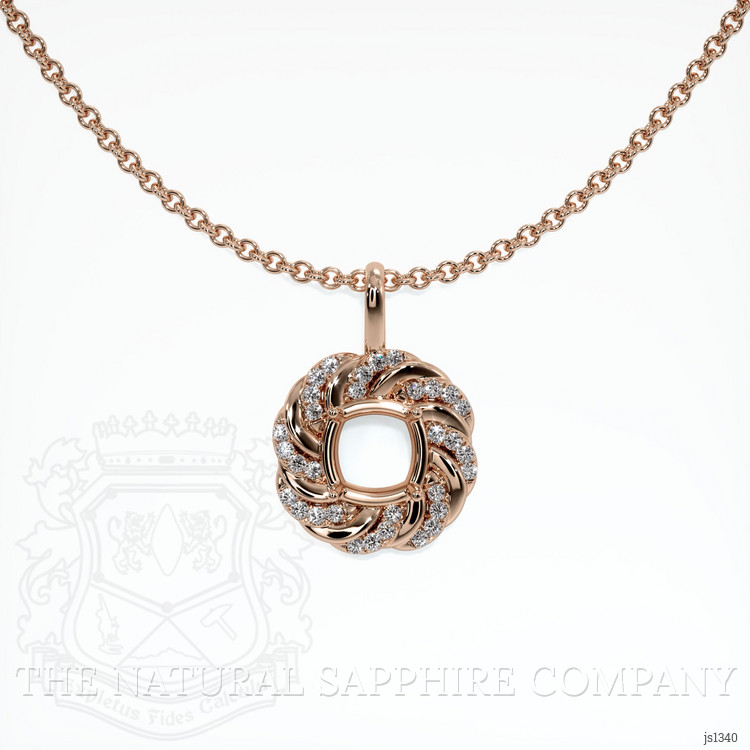 14K Rose Gold Pave Pendant Setting