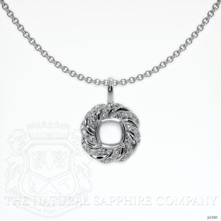 14K White Gold Pave Pendant Setting