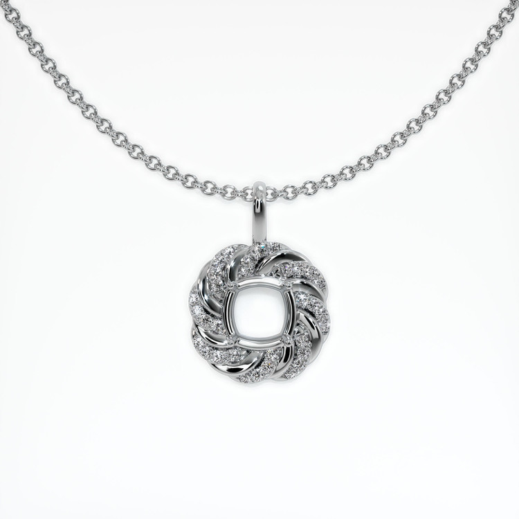 18K White Gold Pave Pendant Setting
