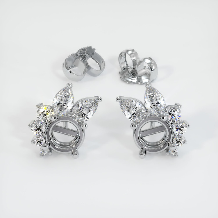 18K White Gold Accent Stones Earring Setting