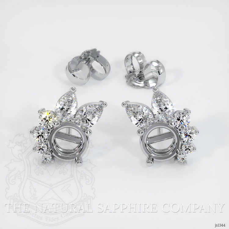 18K White Gold Accent Stones Earring Setting