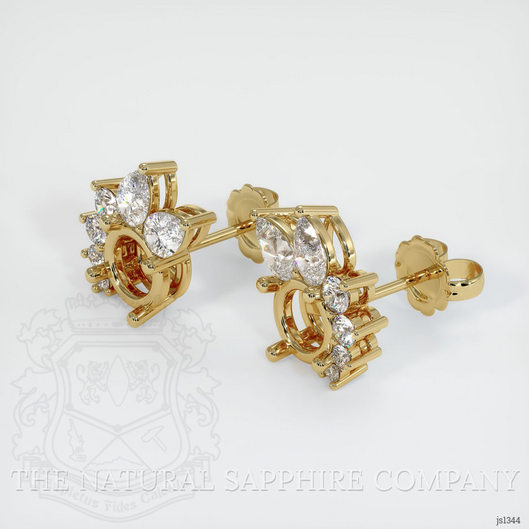 14K Yellow Gold Accent Stones Earring Setting