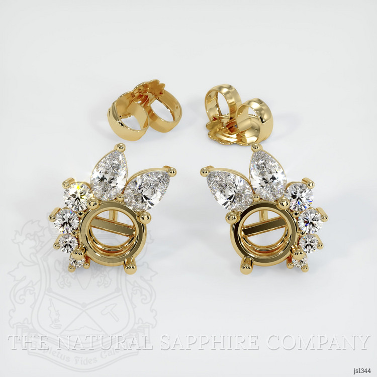 14K Yellow Gold Accent Stones Earring Setting