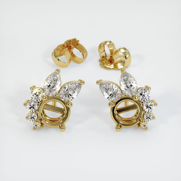 18K Yellow Gold Accent Stones Earring Setting