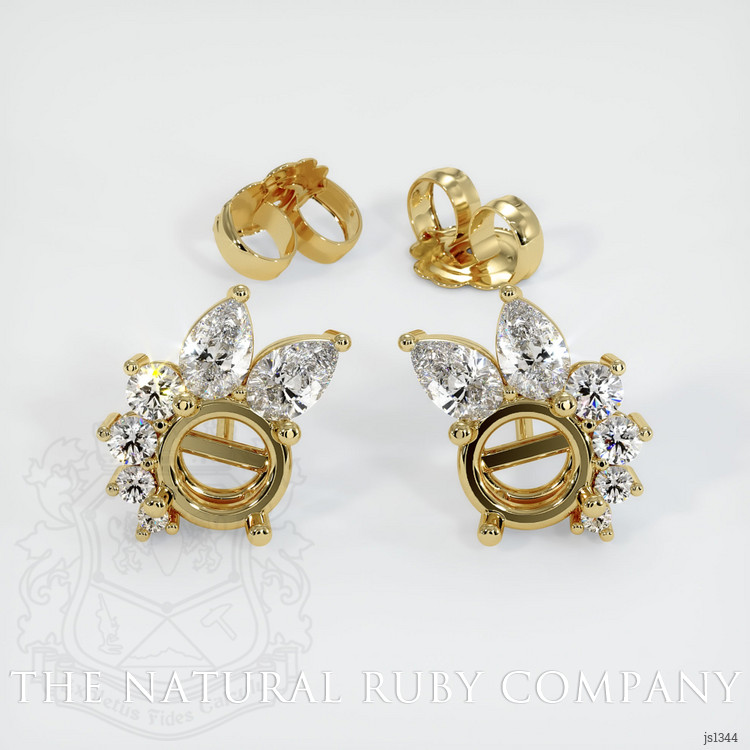 18K Yellow Gold Accent Stones Earring Setting
