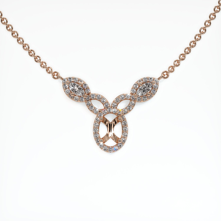 14K Rose Gold Pave Necklace Setting