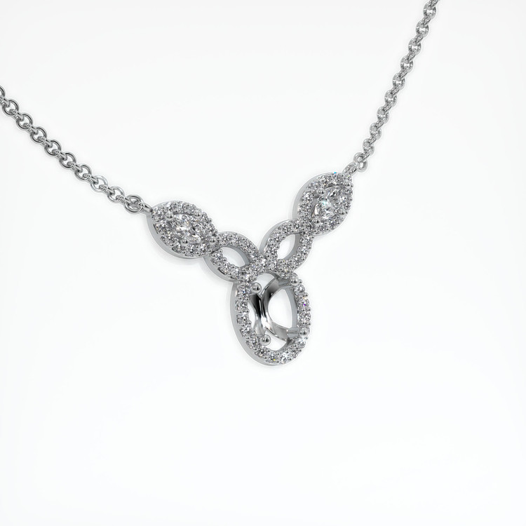 14K White Gold Pave Necklace Setting