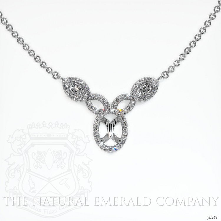 Pave Emerald Necklace 0.80 Ct., 18K White Gold