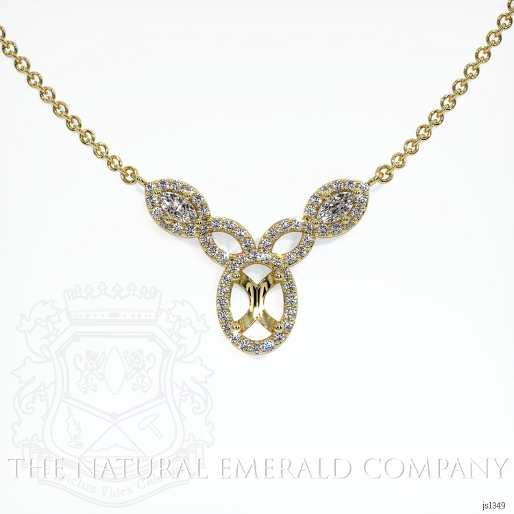 Pave Emerald Necklace 1.23 Ct., 18K Yellow Gold