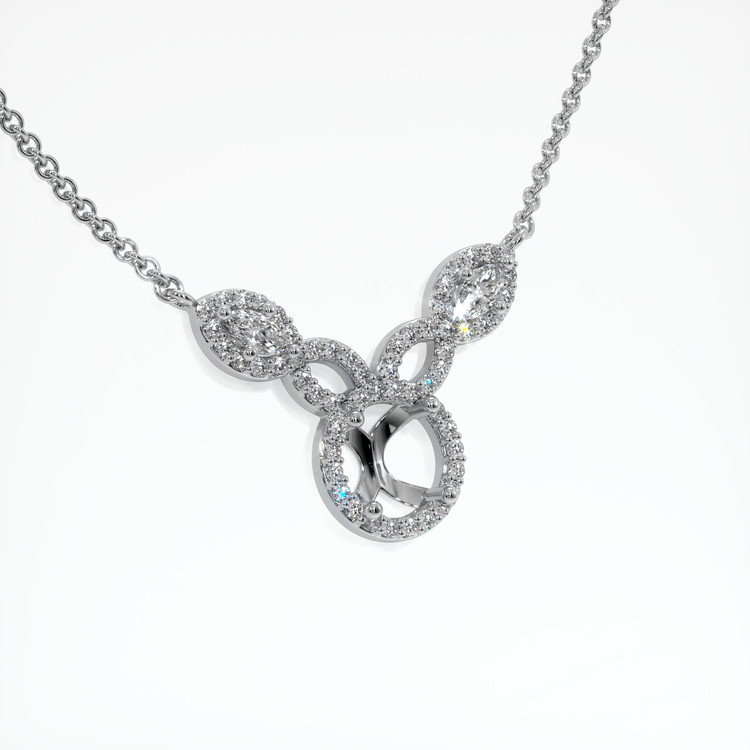 14K White Gold Pave Necklace Setting