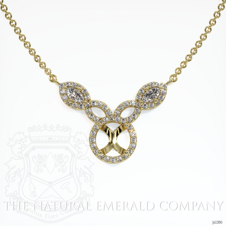 Pave Emerald Necklace 1.23 Ct., 18K Yellow Gold