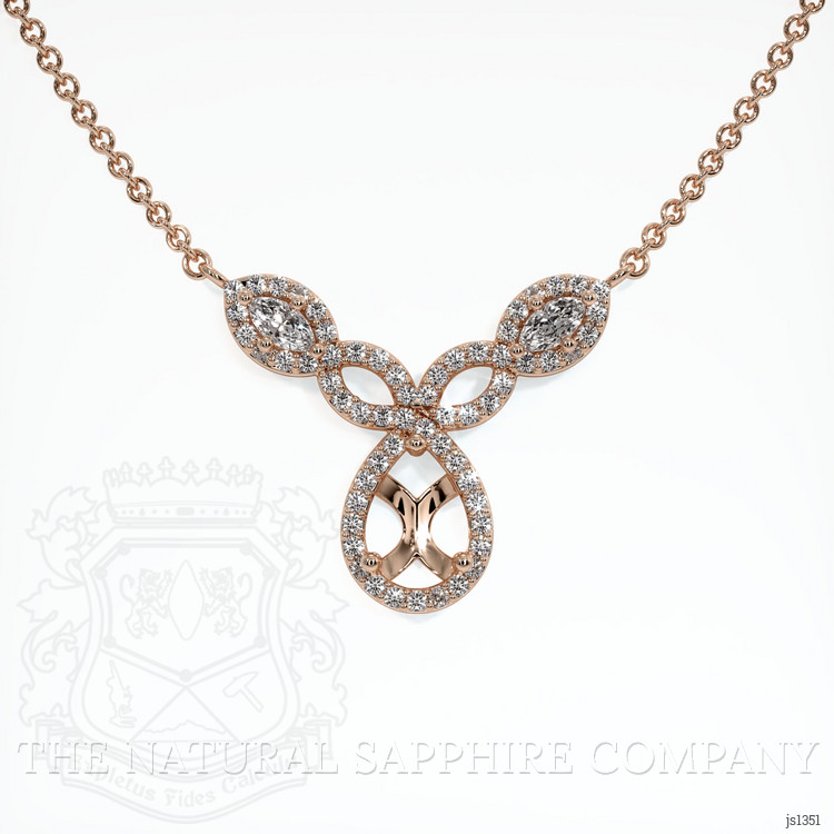 14K Rose Gold Pave Necklace Setting