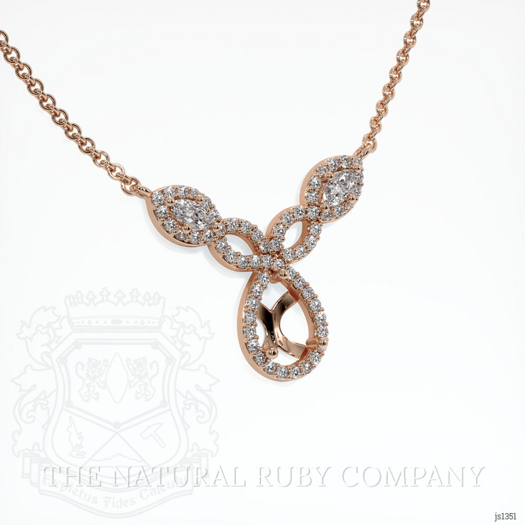 14K Rose Gold Pave Necklace Setting