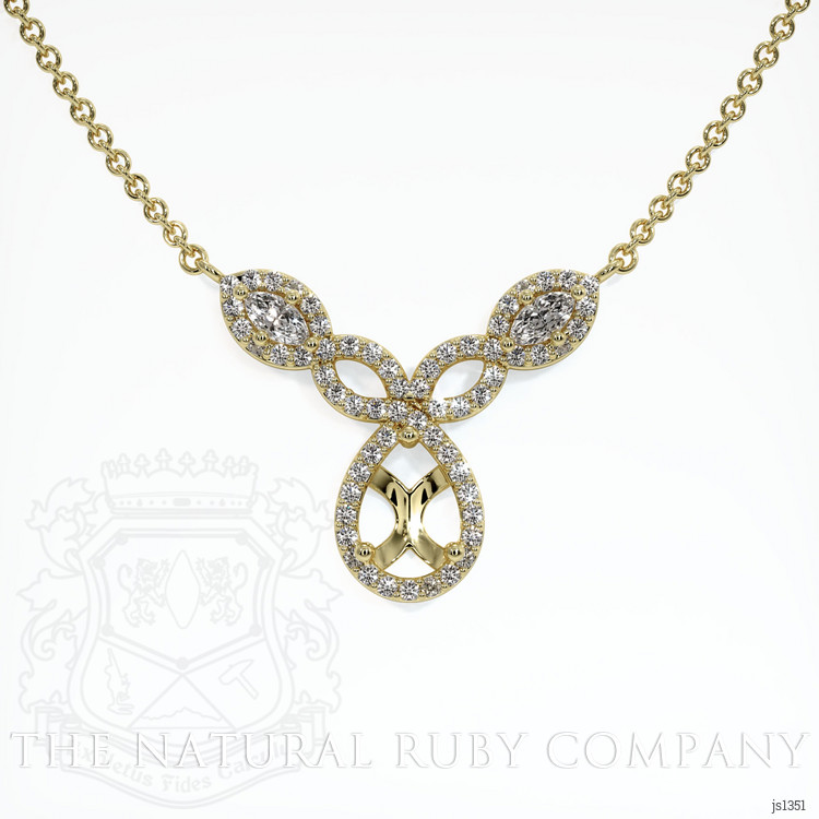 14K Yellow Gold Pave Necklace Setting