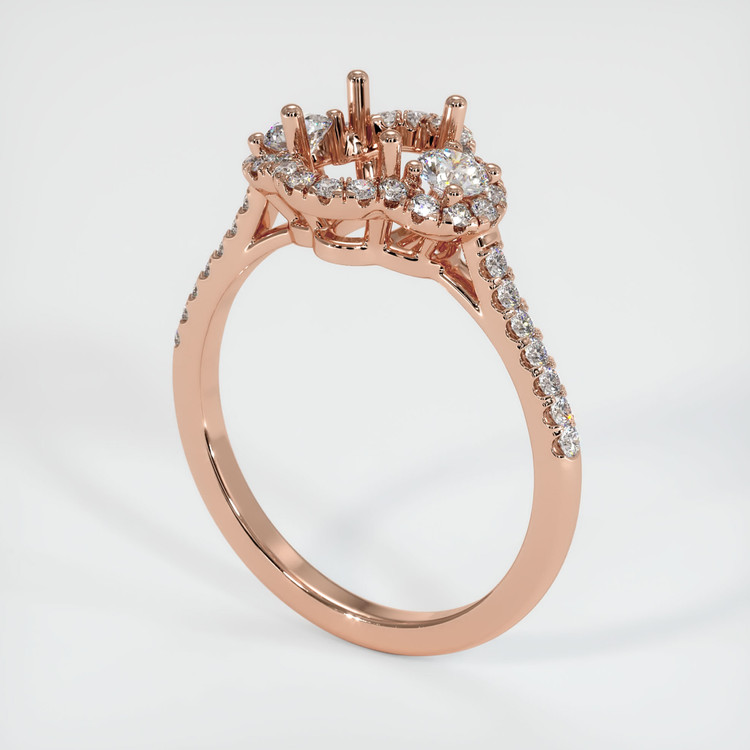 14K Rose Gold Three Stone Ring Setting