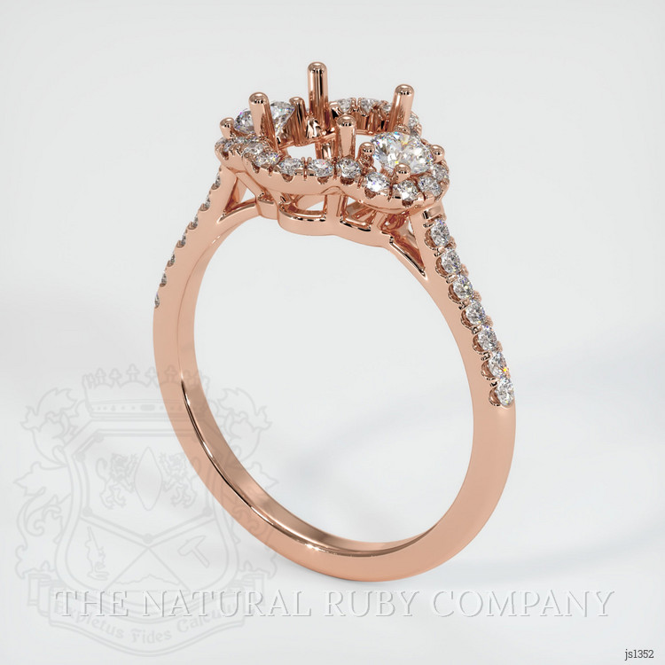 14K Rose Gold Three Stone Ring Setting