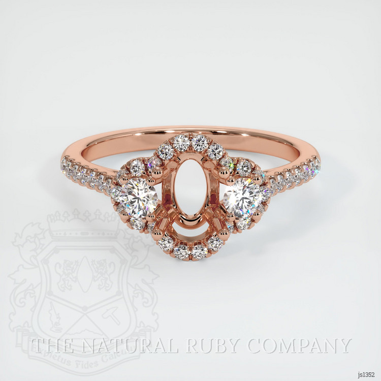 14K Rose Gold Three Stone Ring Setting