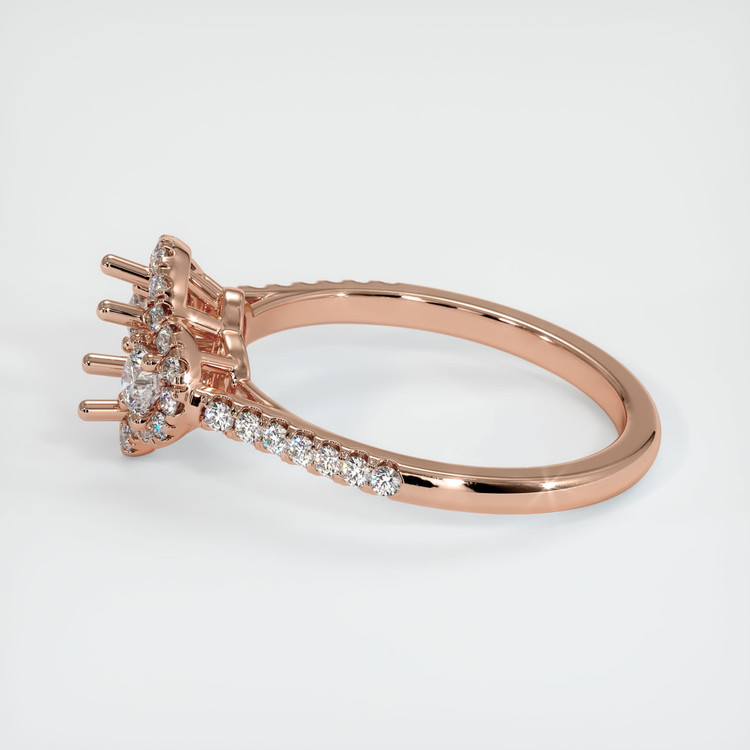 14K Rose Gold Three Stone Ring Setting