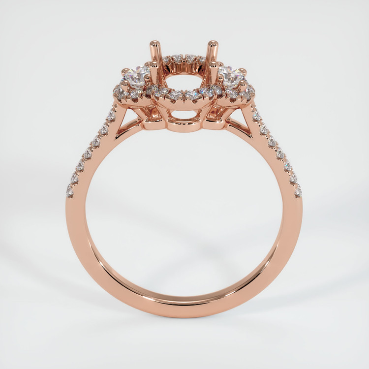14K Rose Gold Three Stone Ring Setting