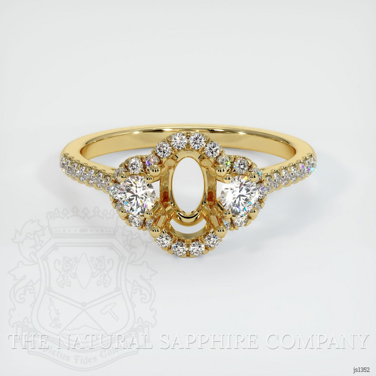 18K Yellow Gold Three Stone Ring Setting